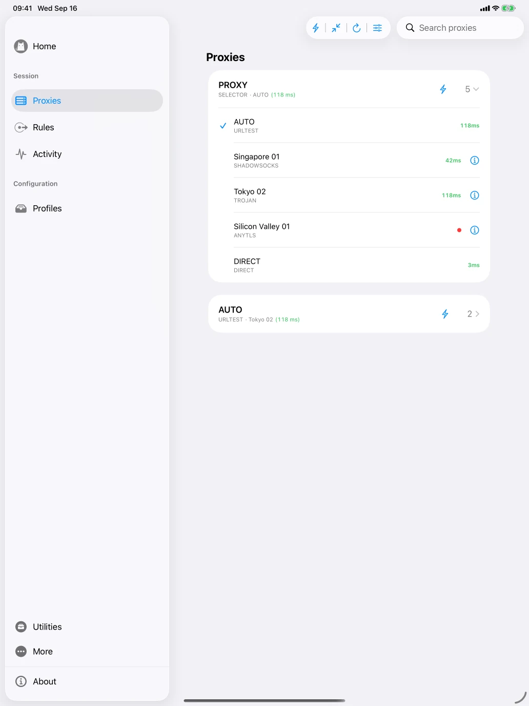 iPad · Proxies and policy groups