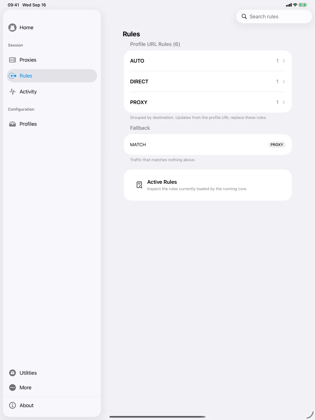 iPad · Routing rules
