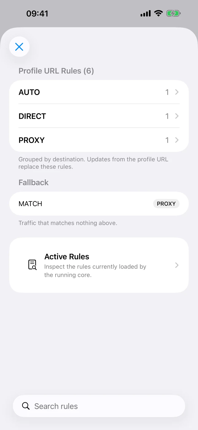 iPhone · Routing rules